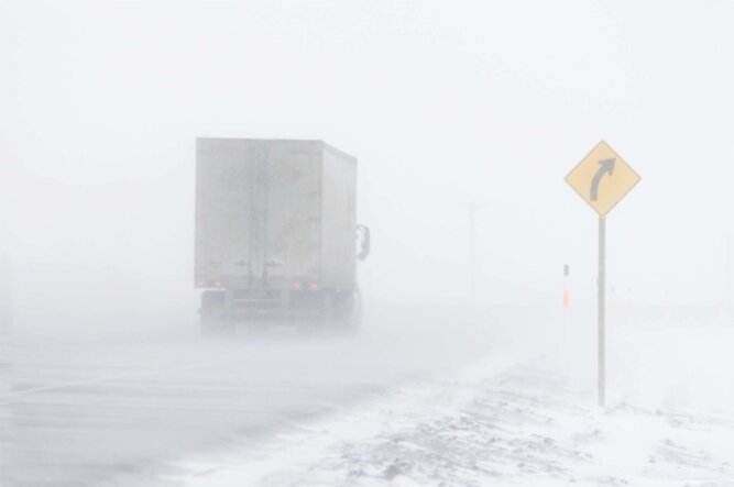 Truck in a snow storm