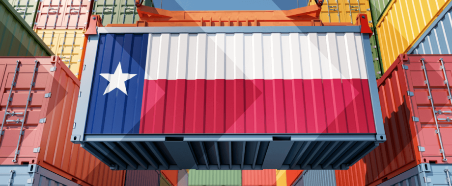 Texas flag painted on a shipping container.