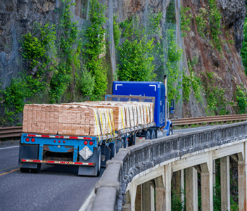 Truck on a bridge.