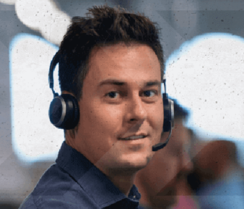 Broker wearing a headset