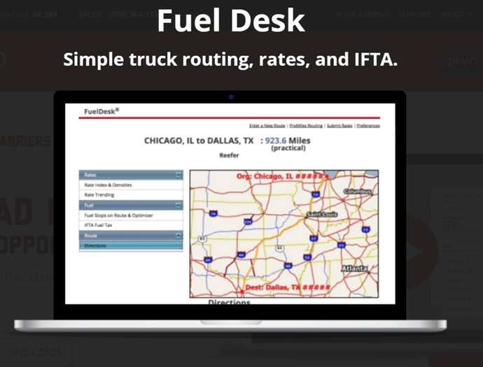 Fuel Desk. Simple truck routing, rates, and IFTA.