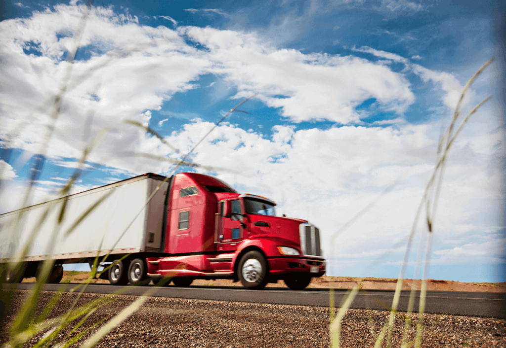 Truck on a desert highway.